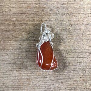 Citrine Agate .925 Silver Wrapped Necklace Pendant